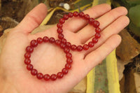 Polished Carnelian Agate Beaded Clip On Bracelet  - Sold per Pair - From South Africa