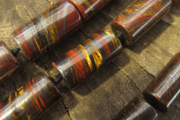 Polished Banded Tiger Iron Jasper Cylinder Shaped Bead Necklace  - Sold Per Item - From Australia