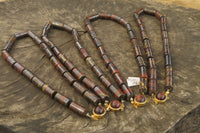 Polished Banded Tiger Iron Jasper Cylinder Shaped Bead Necklace  - Sold Per Item - From Australia