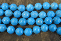 Polished Long Blue Turquenite Howlite Ball Shaped Bead Necklace - Sold Per Item - From Zimbabwe