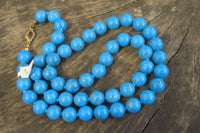 Polished Long Blue Turquenite Howlite Ball Shaped Bead Necklace - Sold Per Item - From Zimbabwe