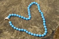 Polished Long Blue Turquenite Howlite Ball Shaped Bead Necklace - Sold Per Item - From Zimbabwe