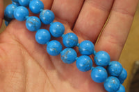 Polished Long Blue Turquenite Howlite Ball Shaped Bead Necklace - Sold Per Item - From Zimbabwe