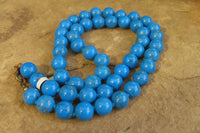 Polished Long Blue Turquenite Howlite Ball Shaped Bead Necklace - Sold Per Item - From Zimbabwe