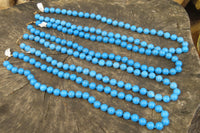 Polished Long Blue Turquenite Howlite Ball Shaped Bead Necklace - Sold Per Item - From Zimbabwe