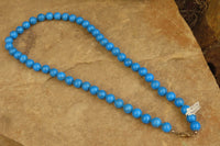 Polished Long Blue Turquenite Howlite Ball Shaped Bead Necklace - Sold Per Item - From Zimbabwe