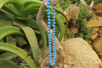 Polished Long Blue Turquenite Howlite Ball Shaped Bead Necklace - Sold Per Item - From Zimbabwe