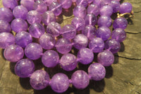 Polished Gemmy Amethyst Ball Shaped Beaded Necklace - Sold per Item- From Zambia