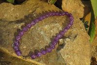 Polished Gemmy Amethyst Ball Shaped Beaded Necklace - Sold per Item- From Zambia