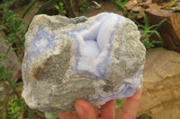 Natural Blue Lace Agate Geode Specimens x 3 From Nsanje, Malawi