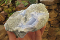 Natural Blue Lace Agate Geode Specimens x 3 From Nsanje, Malawi