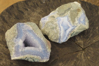 Natural Blue Lace Agate Geode Specimens x 3 From Nsanje, Malawi