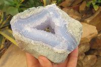 Natural Blue Lace Agate Geode Specimens x 3 From Nsanje, Malawi