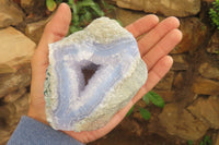 Natural Blue Lace Agate Geode Specimens x 3 From Nsanje, Malawi