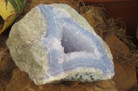 Natural Blue Lace Agate Geode Specimens x 3 From Nsanje, Malawi