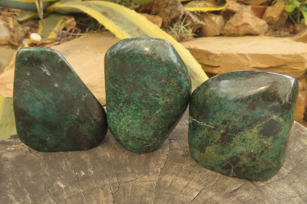 Polished Ruby Corundum In Chrome Verdite Standing Free Forms x 6 From Zimbabwe