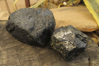 Natural Alluvial Schorl Black Tourmaline Specimens x 6 From Zimbabwe