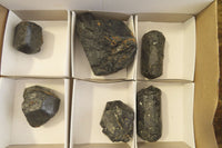 Natural Alluvial Schorl Black Tourmaline Specimens x 6 From Zimbabwe