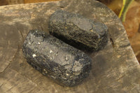 Natural Alluvial Schorl Black Tourmaline Specimens x 6 From Zimbabwe