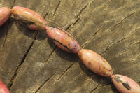 Polished Pink Rhodonite Barrel Shaped Beaded Necklace - Sold Per Item - From Madagascar