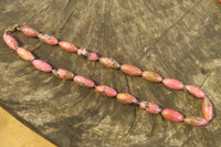 Polished Pink Rhodonite Barrel Shaped Beaded Necklace - Sold Per Item - From Madagascar