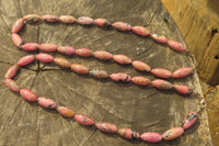 Polished Pink Rhodonite Barrel Shaped Beaded Necklace - Sold Per Item - From Madagascar