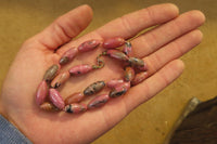 Polished Pink Rhodonite Barrel Shaped Beaded Necklace - Sold Per Item - From Madagascar