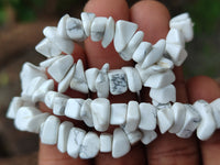 Polished White Magnesite - Howlite Tumble Chip Beaded Necklace - Sold Per Item - From Zimbabwe