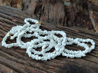 Polished White Magnesite - Howlite Tumble Chip Beaded Necklace - Sold Per Item - From Zimbabwe