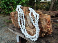 Polished White Magnesite - Howlite Tumble Chip Beaded Necklace - Sold Per Item - From Zimbabwe