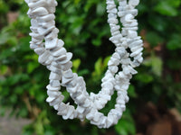 Polished White Magnesite - Howlite Tumble Chip Beaded Necklace - Sold Per Item - From Zimbabwe