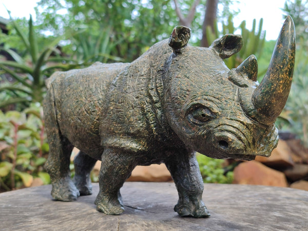 Hand Made Green Verdite Rhino Carving x 1 From Zimbabwe