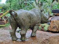 Hand Made Green Verdite Rhino Carving x 1 From Zimbabwe