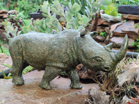 Hand Made Green Verdite Rhino Carving x 1 From Zimbabwe