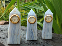 Polished Blue Lace Agate Clock Towers - sold per item - From Namibia