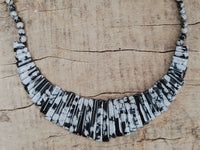 Polished Snowflake Obsidian Beaded Egyptian Choker Necklace - Sold per Item - From Mexico