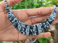 Polished Snowflake Obsidian Beaded Egyptian Choker Necklace - Sold per Item - From Mexico