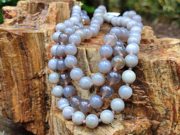 Polished Botswana Agate Ball Shaped Beaded Necklace - Sold Per Item- From Botswana