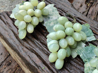 Polished Nephrite Jade Hanging Bunch of Grapes with Green Quartzite Leaves - Sold Per Item - From Zimbabwe