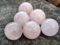 Polished Rose Quartz Spheres x 6 From Madagascar