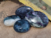 Polished Watermelon Fluorite Free Forms x 6 From Uis, Namibia