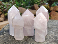 Polished Rose Quartz Sceptre Crystals x 6 From Madagascar