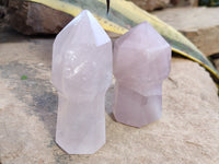 Polished Rose Quartz Sceptre Crystals x 6 From Madagascar