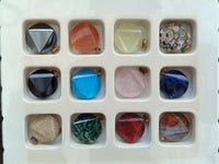 Polished Box Set of 12 Mixed Gemstone Faceted Satellite Pendants - Sold Per Box - From Southern Africa