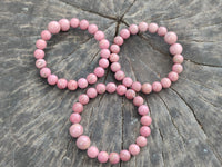 Polished Pink Rhodonite Beaded Clip On Bracelet - Sold Per Item - From Madagascar