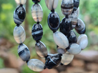 Polished Striped Botswana Agate Barrel Bead Necklace - Sold Per Item- From Botswana