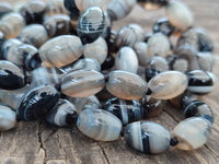 Polished Striped Botswana Agate Barrel Bead Necklace - Sold Per Item- From Botswana