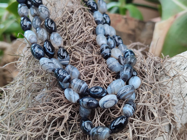 Polished Striped Botswana Agate Barrel Bead Necklace - Sold Per Item- From Botswana