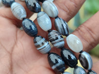 Polished Striped Botswana Agate Barrel Bead Necklace - Sold Per Item- From Botswana