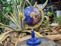 Hand Made Mixed Gemstone World Globe x 1 From China